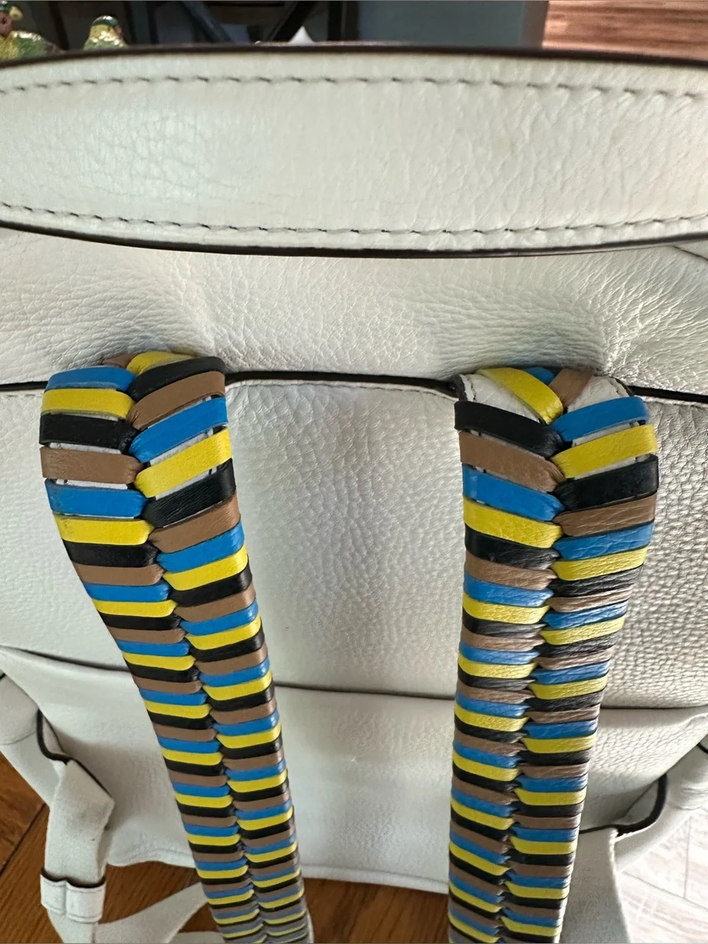 Vintage Henri Bendel SoHo Large Off White with Multi Braided Straps Backpack EUC